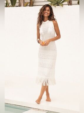 Anthropologie Sleeveless Fringe Midi Dress NWT